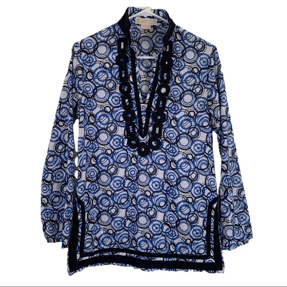 MICHAEL KORS Tunic Top Beach Cover up Beaded Boho - Picture 1 of 6